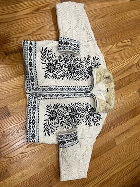Free People Floral Knit Zip-Front Women's Sweater